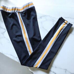 Women's Black Track Joggers with Yellow & White Stripes